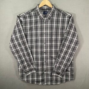 Basic Editions XLT Tall Plaid‎ Button Down Shirt Mens Long Sleeve